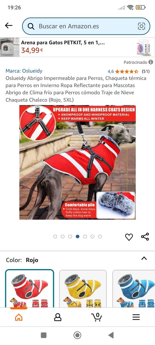 Oslueidy Abrigo Impermeable para perros