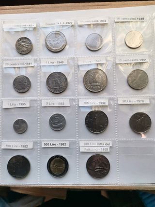 Lotto di 15 monete lire italiane dal 1921 al 1988