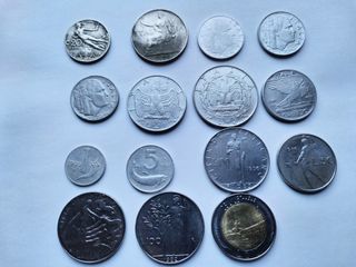 Lotto di 15 monete lire italiane dal 1921 al 1988