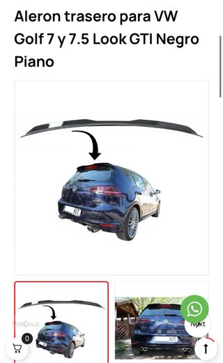 Aleron trasero para WW Golf 7 y 7.5 