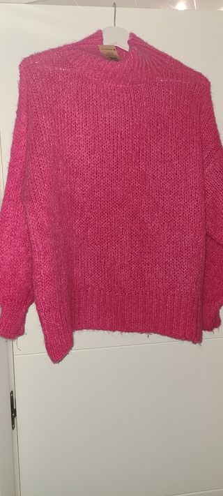 Jersey cuello alto fucsia