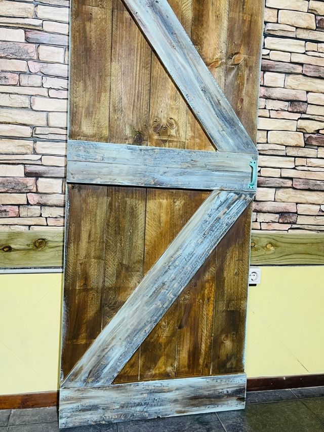 Puerta granero madera maciza 2 colores