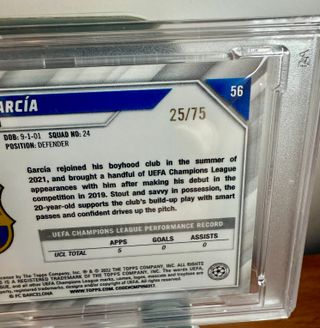 ⚽ Cromo numerado 25 de 75 ERIC GARCIA 👉 PSA 10