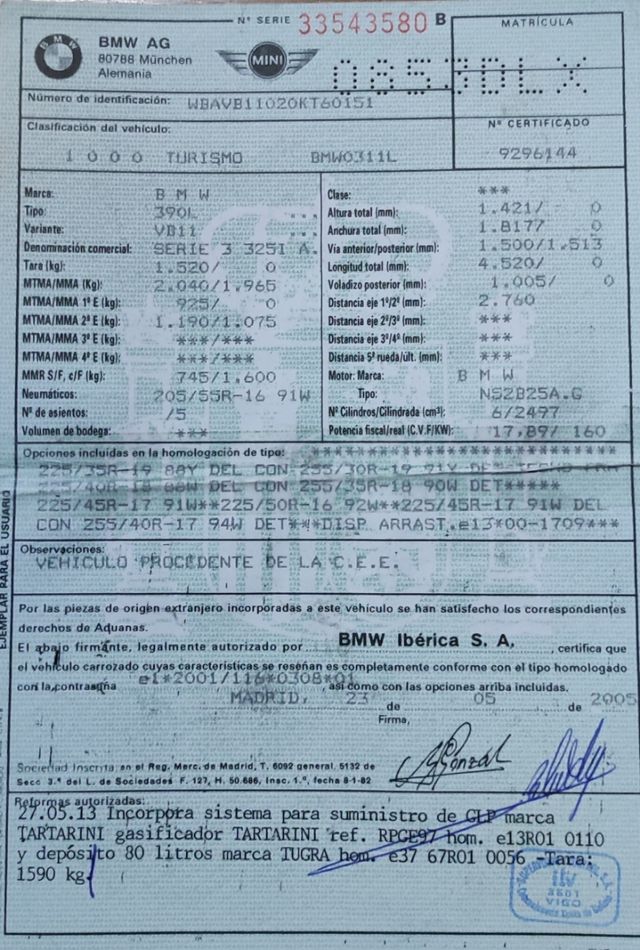 BMW 325i Aut. Etiqueta ECO