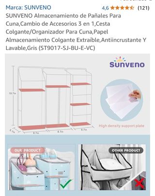 Organizador pañales cambiador bebé