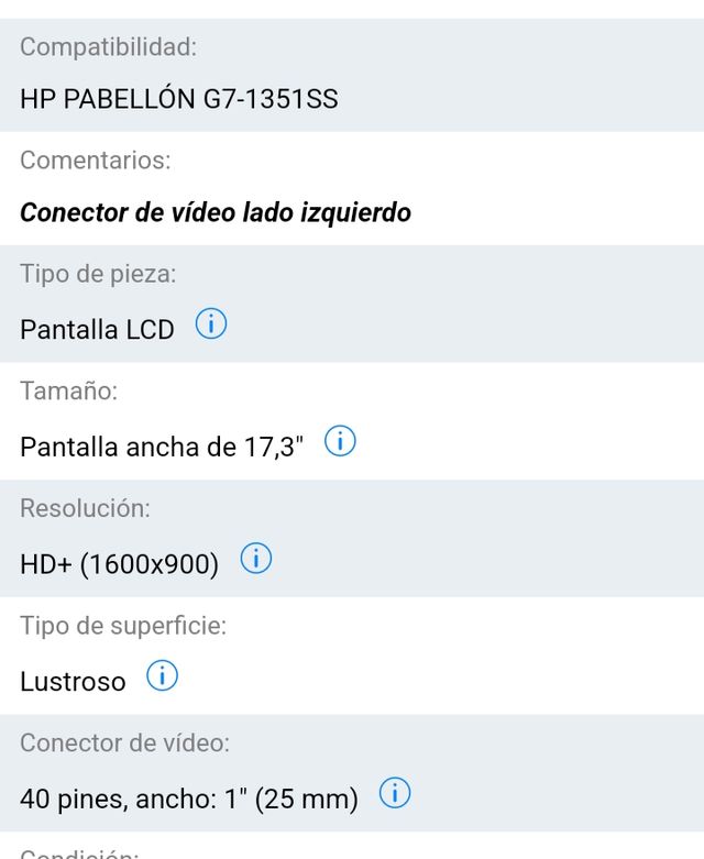 Pantalla Hp Pavilion G7 17'3