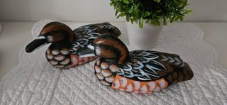 Set di 2 Soprammobili/anatra in legno