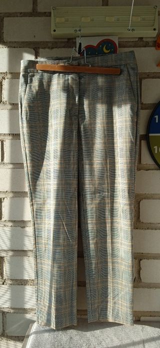 Pantalón mujer vestir cuadros Zara talla L