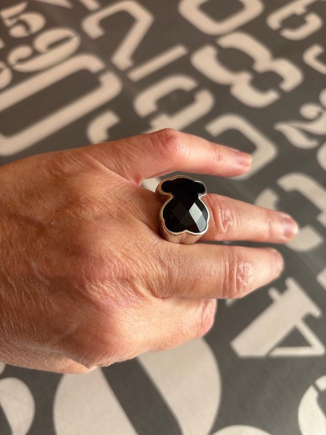 Anillo plata y onix Tous