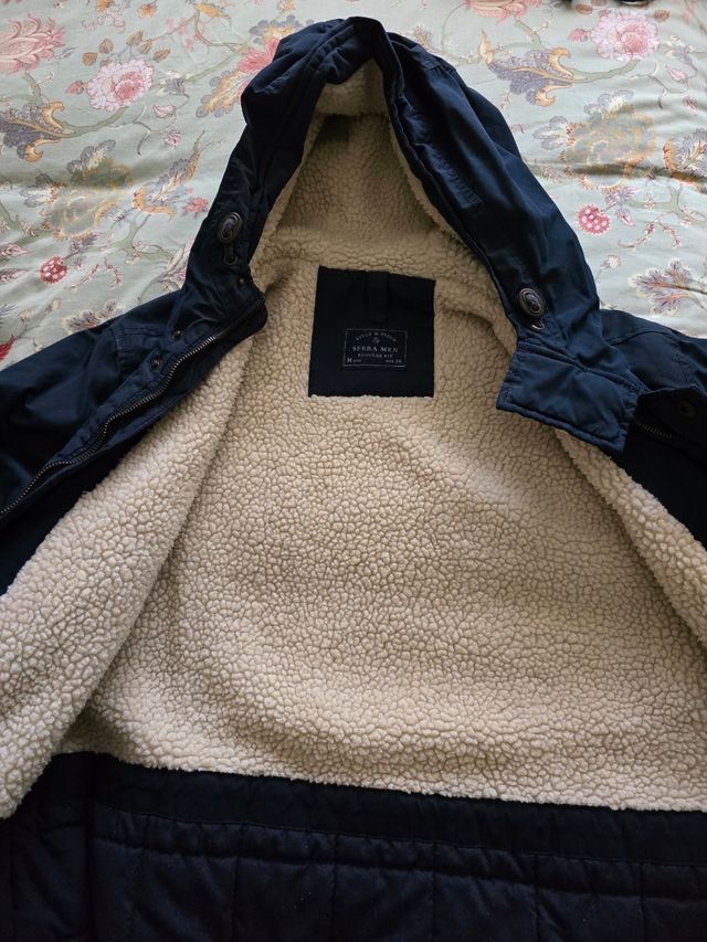 Abrigo parka de hombre azul marino