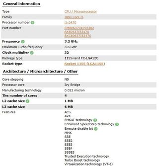 Procesador CPU Intel Core i5-3470 3.20 GHz SR0T8