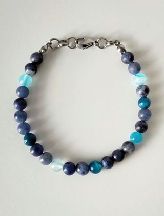 Bracciale uomo pietre blu 6mm