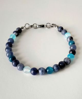 Bracciale uomo pietre blu 6mm