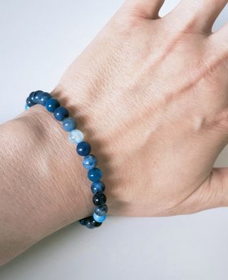 Bracciale uomo pietre blu 6mm