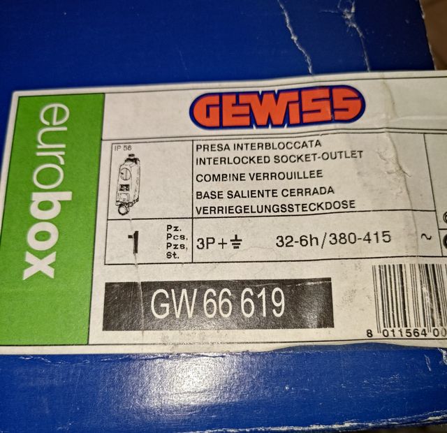 Presa interbloccata gewiss 3p + T 32A