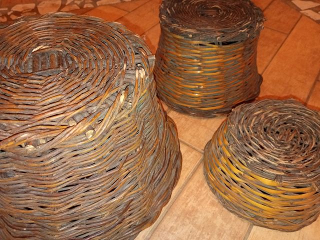Tris Cestini di vimini antichi 