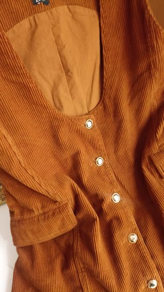 Peto vestido de pana marrón Zara