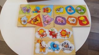 Puzzle con animali in legno