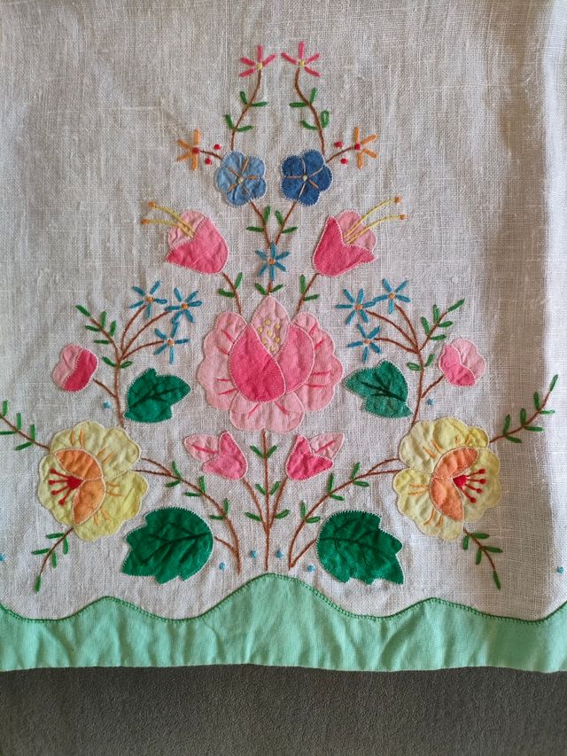 2 asciugamani vintage ricamo floreale