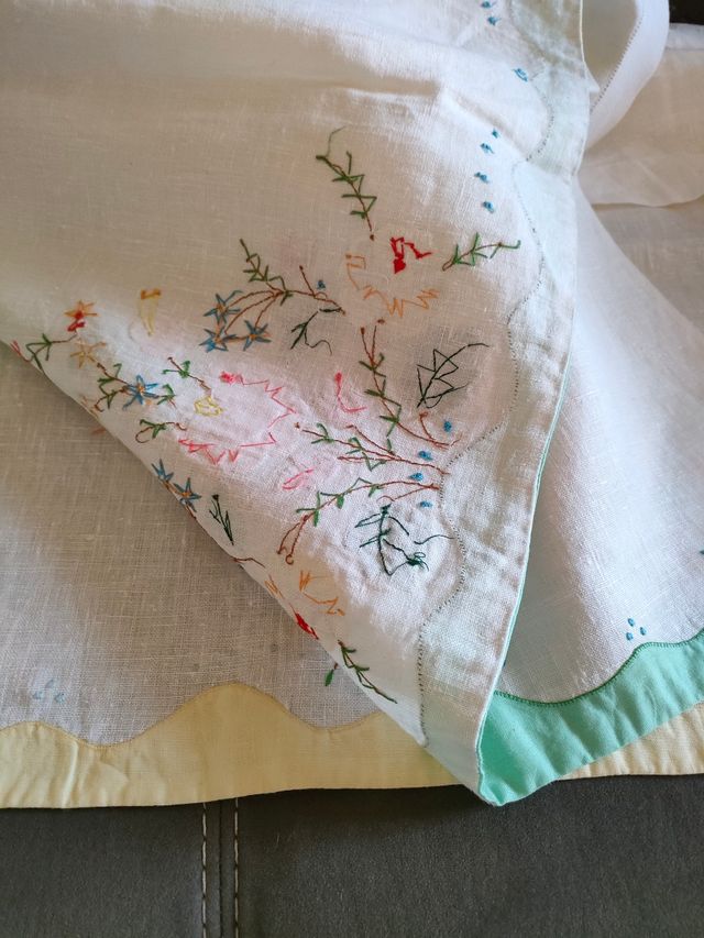 2 asciugamani vintage ricamo floreale