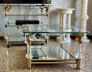 Mesa cristal auxiliar ruedas