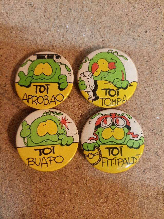 4 chapas alfiler, pin, Toi Aprobao,tompa,buapo,fit