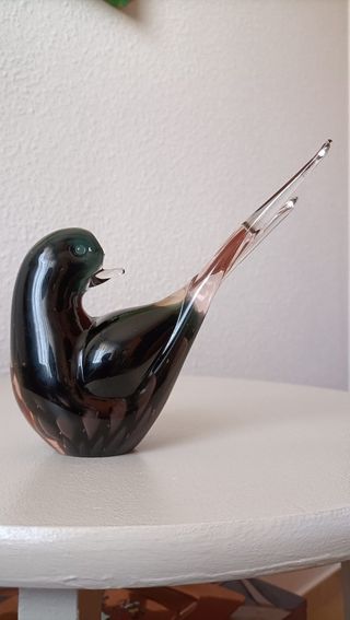Vidrio de Murano . Figura pájaro Colimbo.