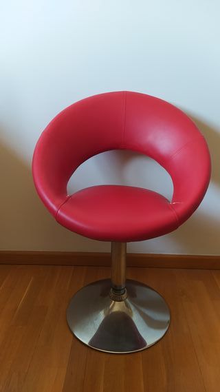 Taburete de piel sintética, rojo