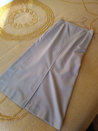 gonna longuette gabardine lana beige