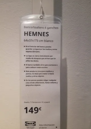 Banco recibidor toallero Hemnes Ikea