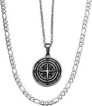 DVRK Collares Hombre Plata + Acero Inoxidable 316L
