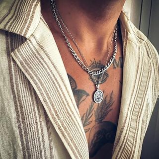 DVRK Collares Hombre Plata + Acero Inoxidable 316L