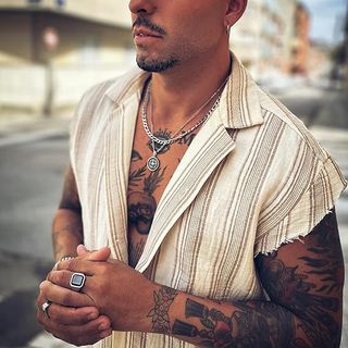 DVRK Collares Hombre Plata + Acero Inoxidable 316L