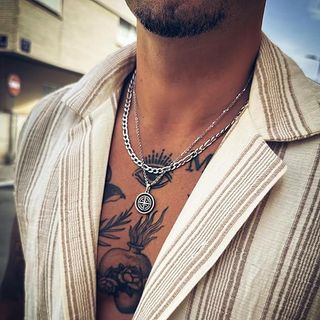 DVRK Collares Hombre Plata + Acero Inoxidable 316L
