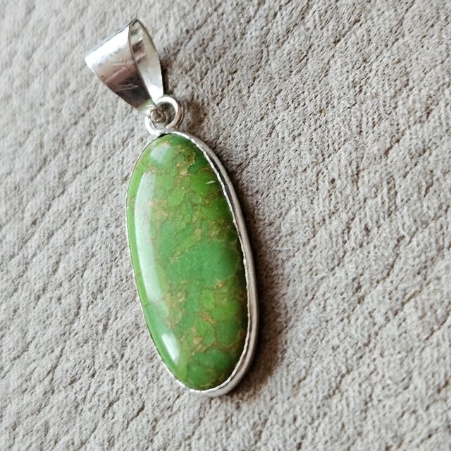 Colgante plata 925 y turquesa verde
