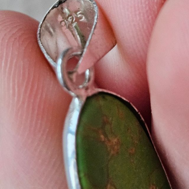 Colgante plata 925 y turquesa verde