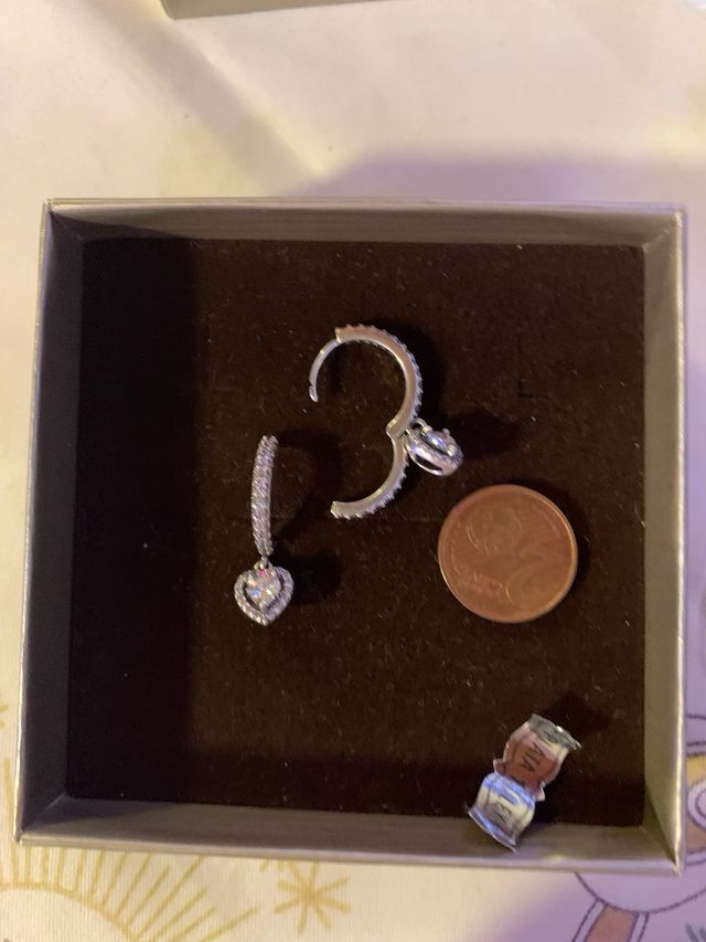 Pendientes plata piedra corazón