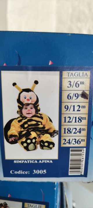 Vestito carnevale ape bambina 6/9 mesi