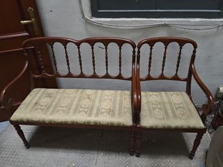 Tresillo madera+ 2 sillas