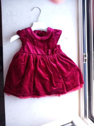 Abito rosso velluto neonata