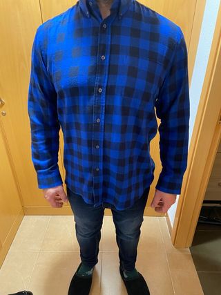 Camisa cuadros azul y negro talla XL