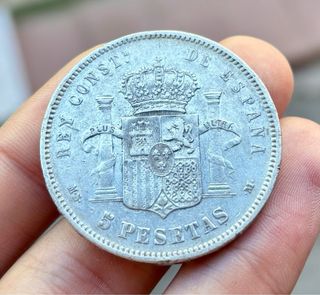Moneda PLATA 5 Pesetas 1885 1887 ALFONSO XII