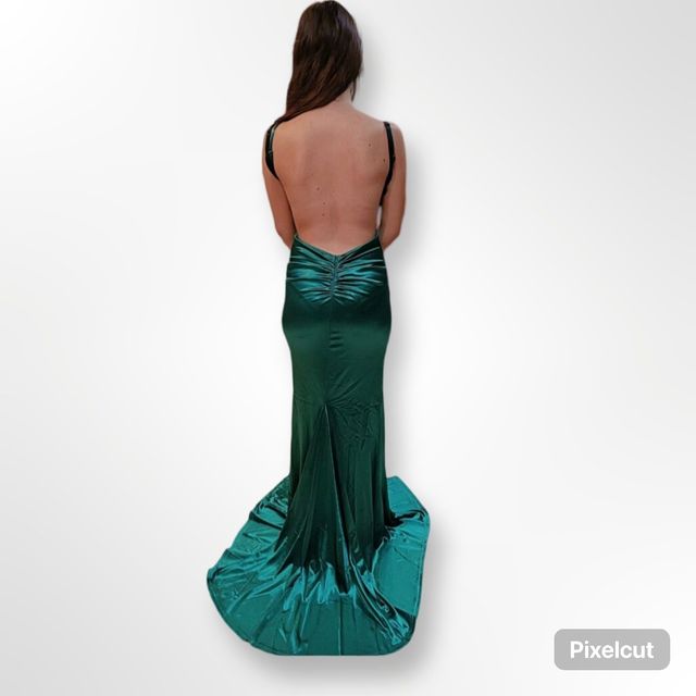 Vestido boda satén verde