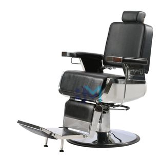 Sillón de barbería clásico negro y plata