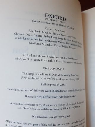 Oxford Bookworms Library: Level One Sherlock Holmes and the Duke's Son