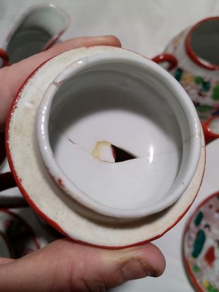 Juego de té japones Geisha Kutani pintado a mano.
