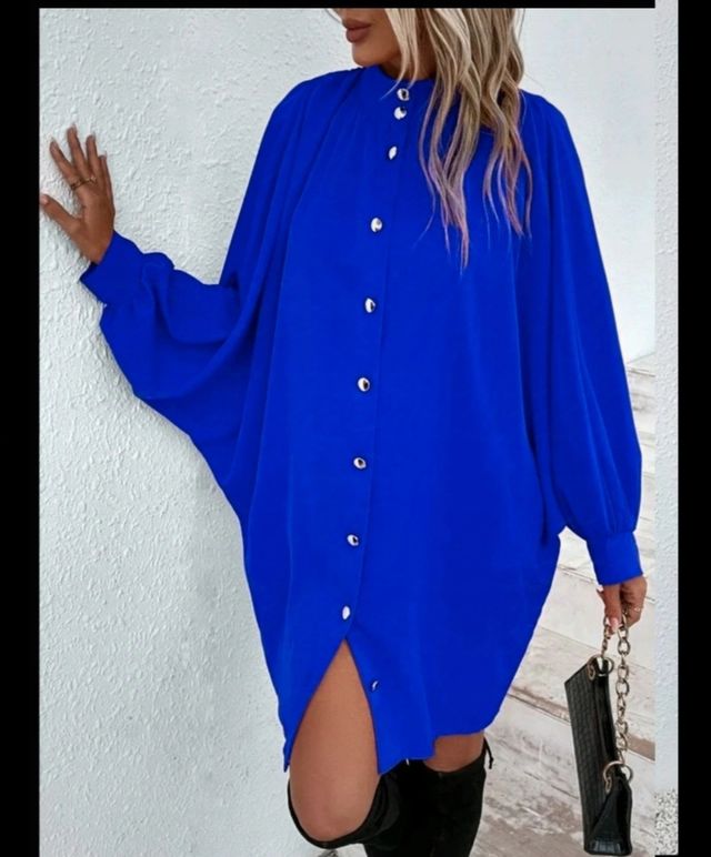 Vestido camisero azul eléctrico 