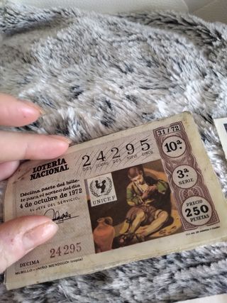 Cupones antiguos de Lotería Nacional 