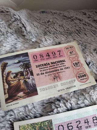 Cupones antiguos de Lotería Nacional 