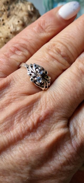 Anillo plata antiguo aguamarina talla 13
